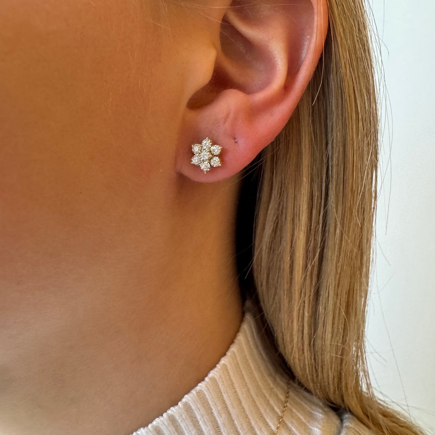 Diamond Flower Earrings