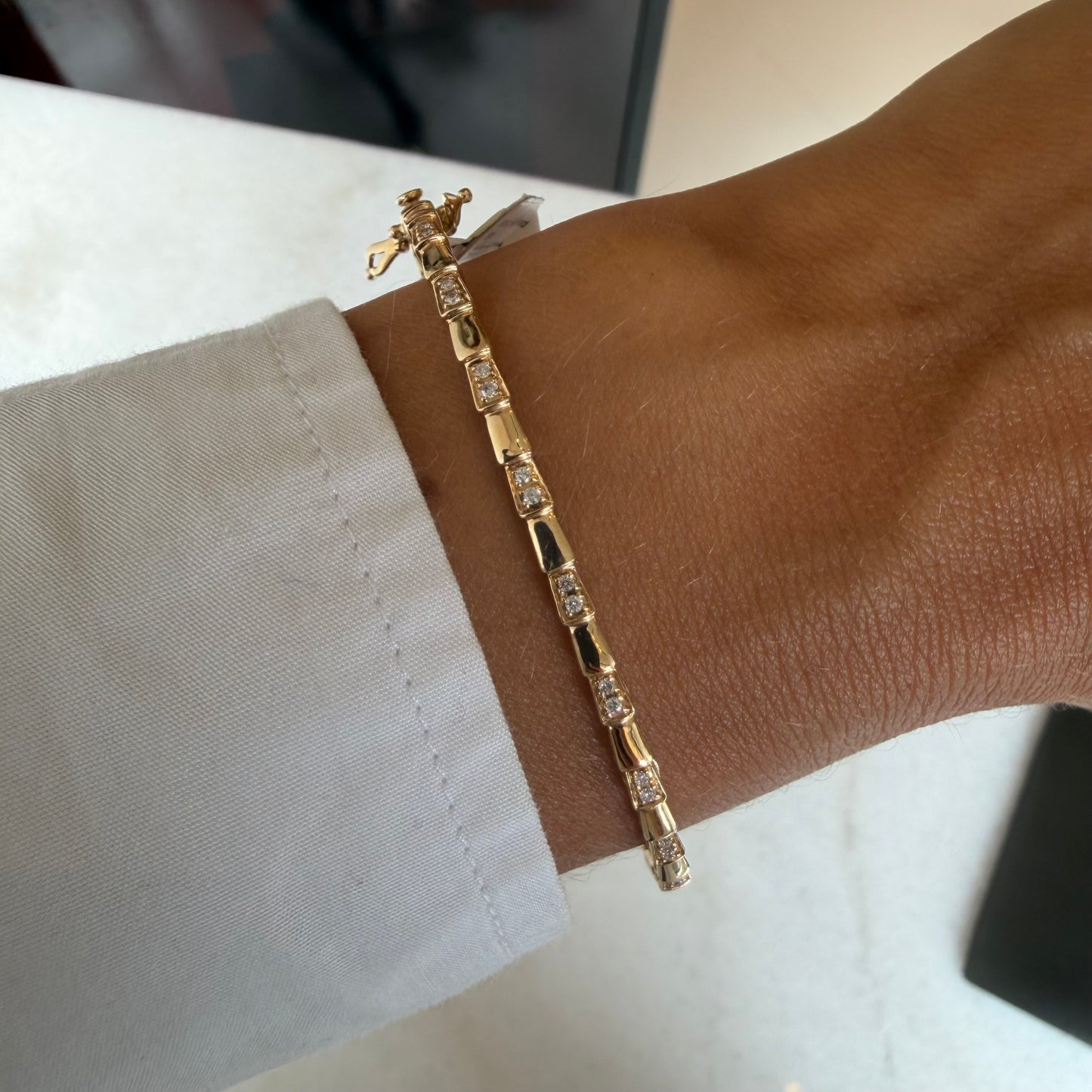 Geometric Pave Diamond Bangle