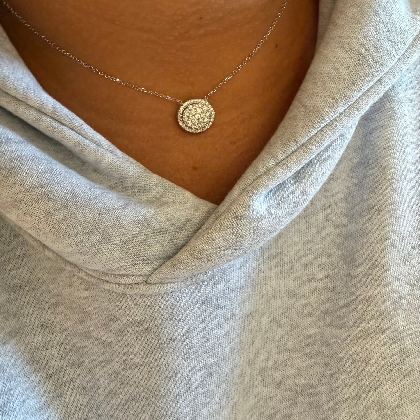 Diamond Oval & Diamond Halo Necklace