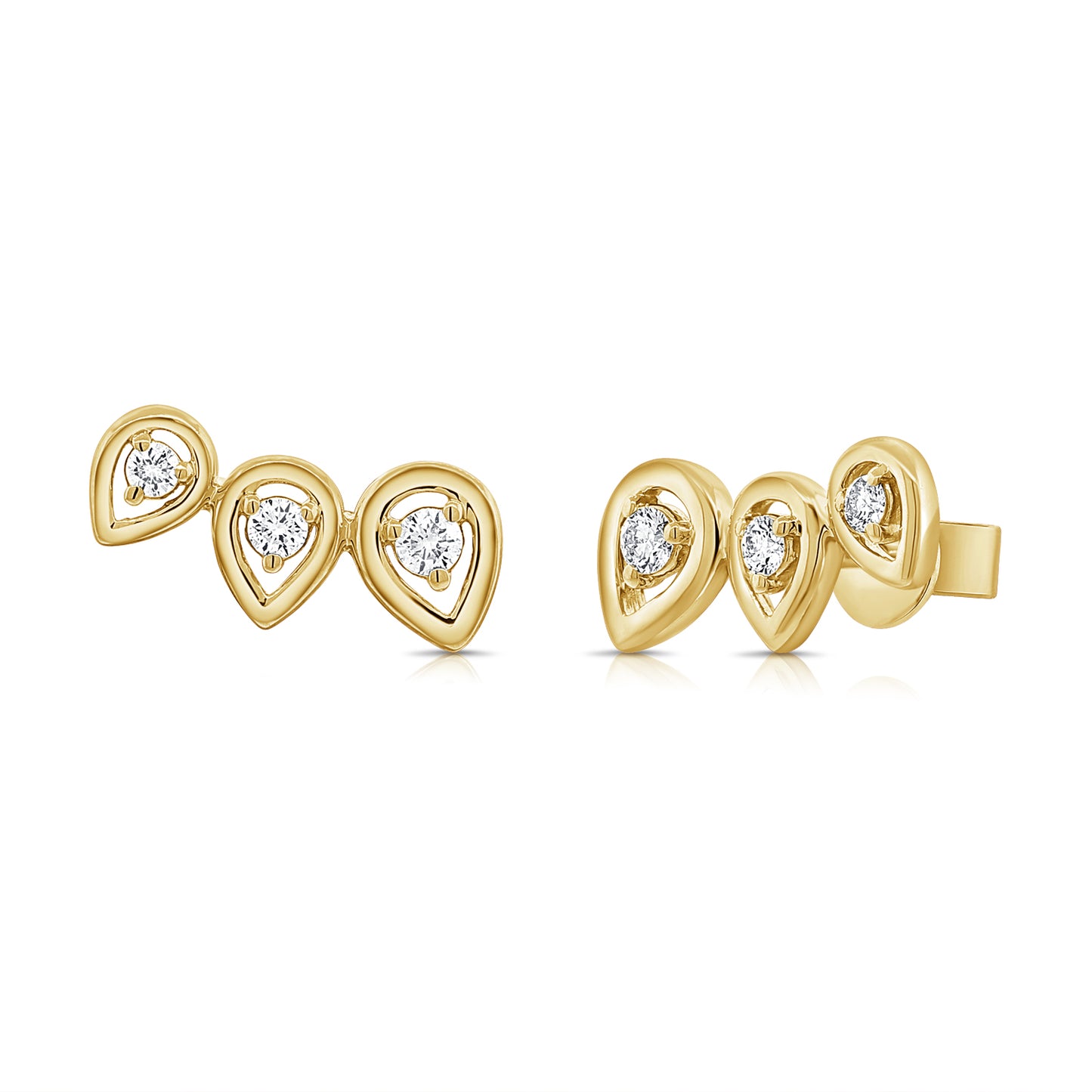 Gold & Diamond Pear Crawler Earrings