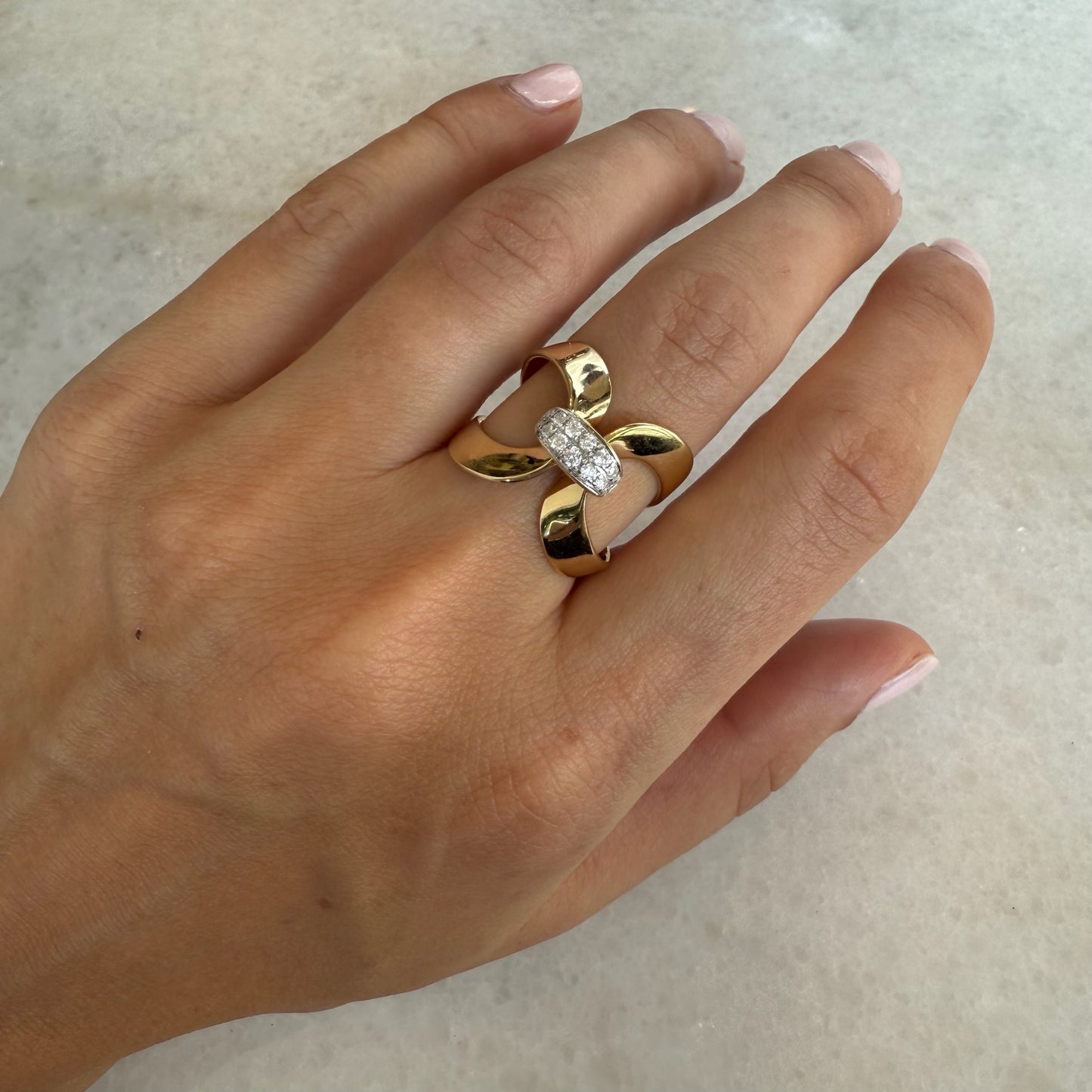 Twisted Gold & Diamond Link Ring