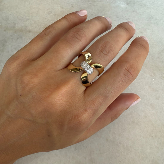 Twisted Gold & Diamond Link Ring