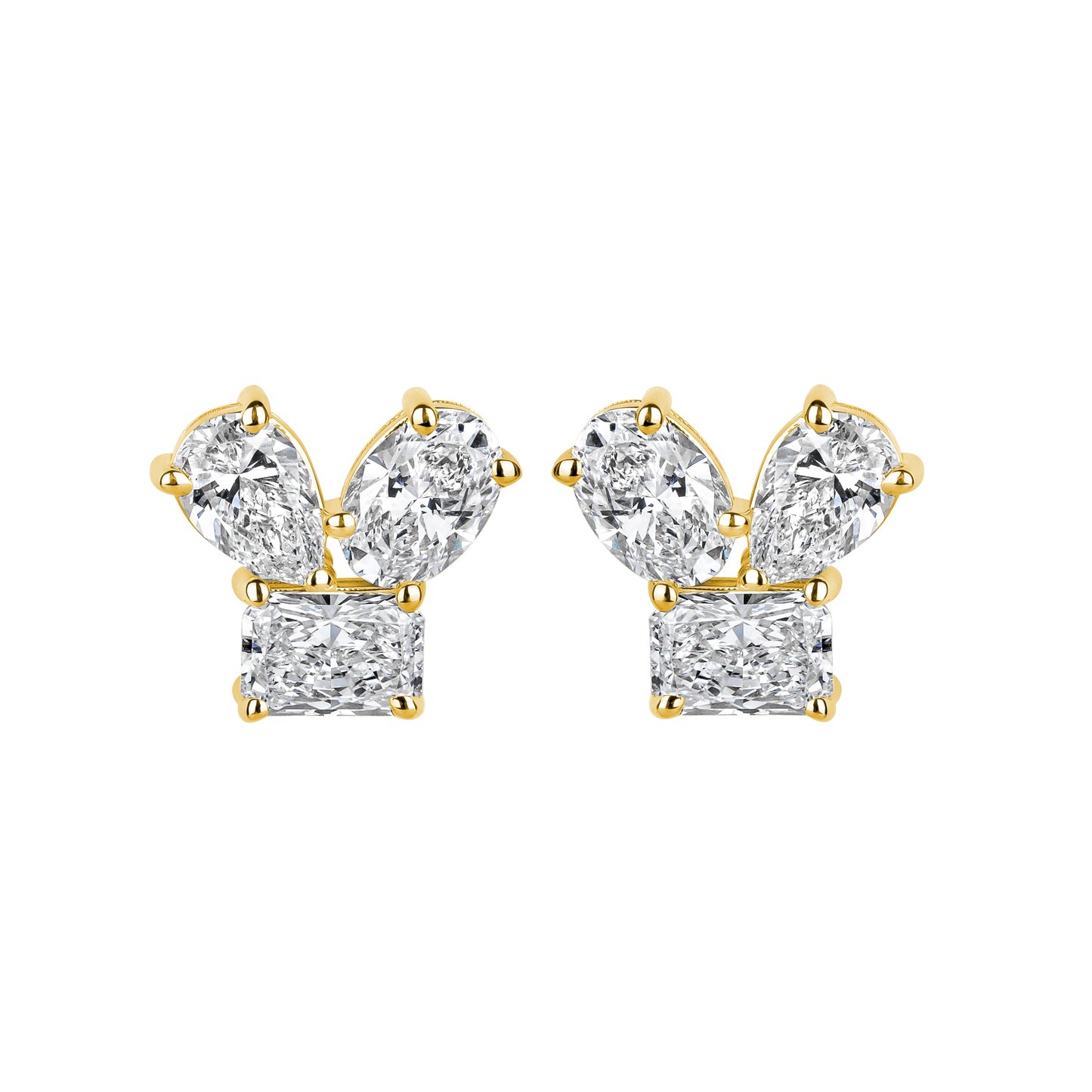 Lab Mixed Shape Cluster Diamond Earring