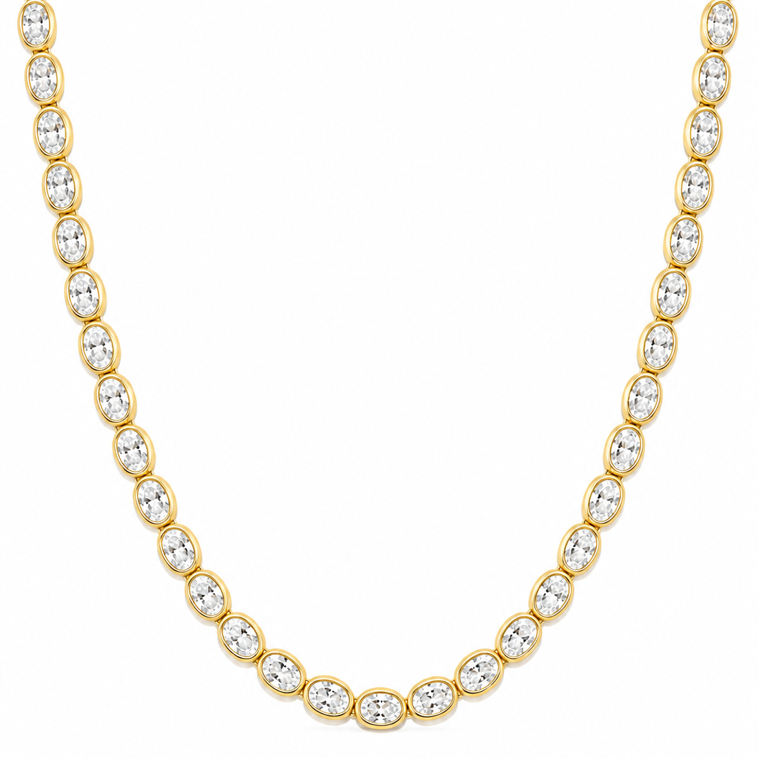 Lab Oval Bezel Tennis Necklace
