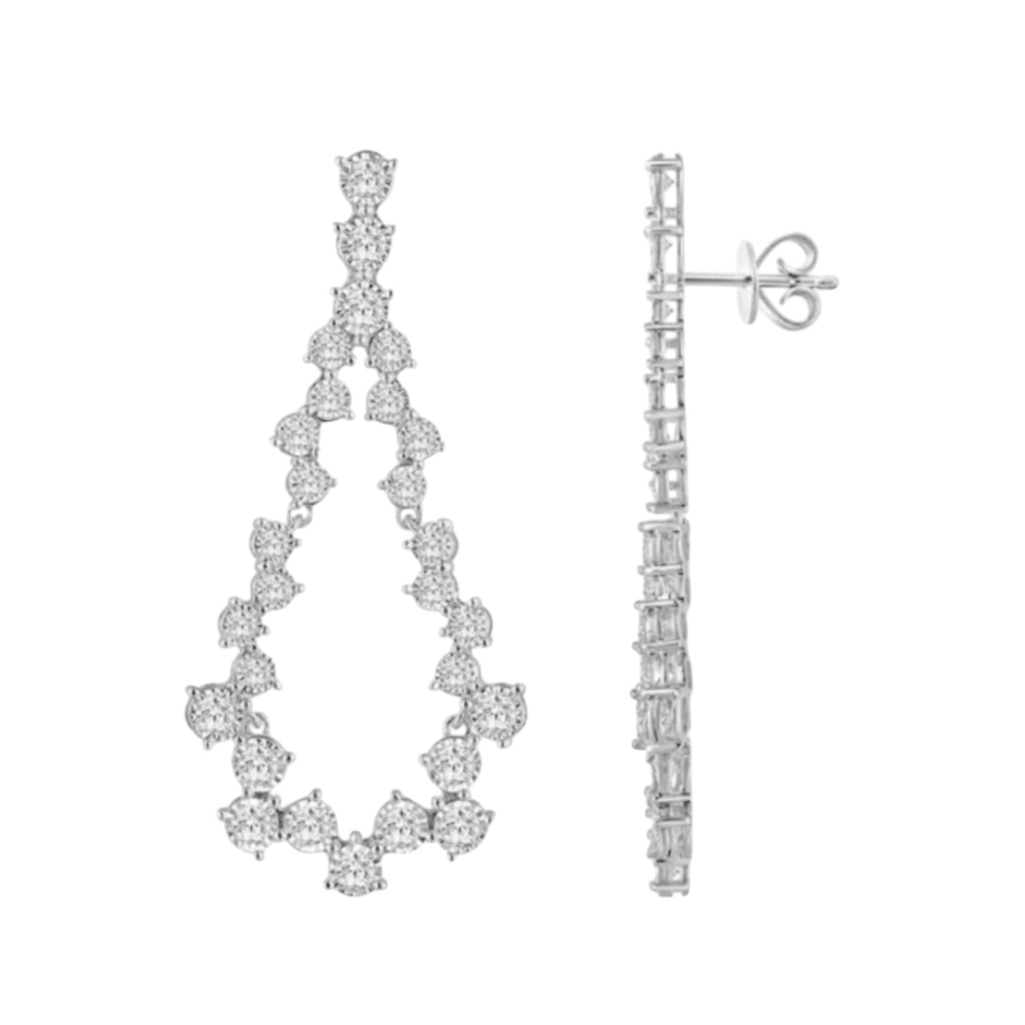 Cluster Diamond Pear Drop Earrings