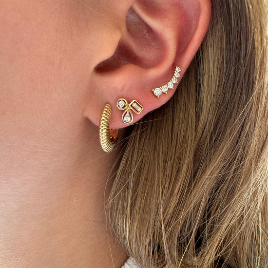 3 Bezel Diamond Cluster Earrings