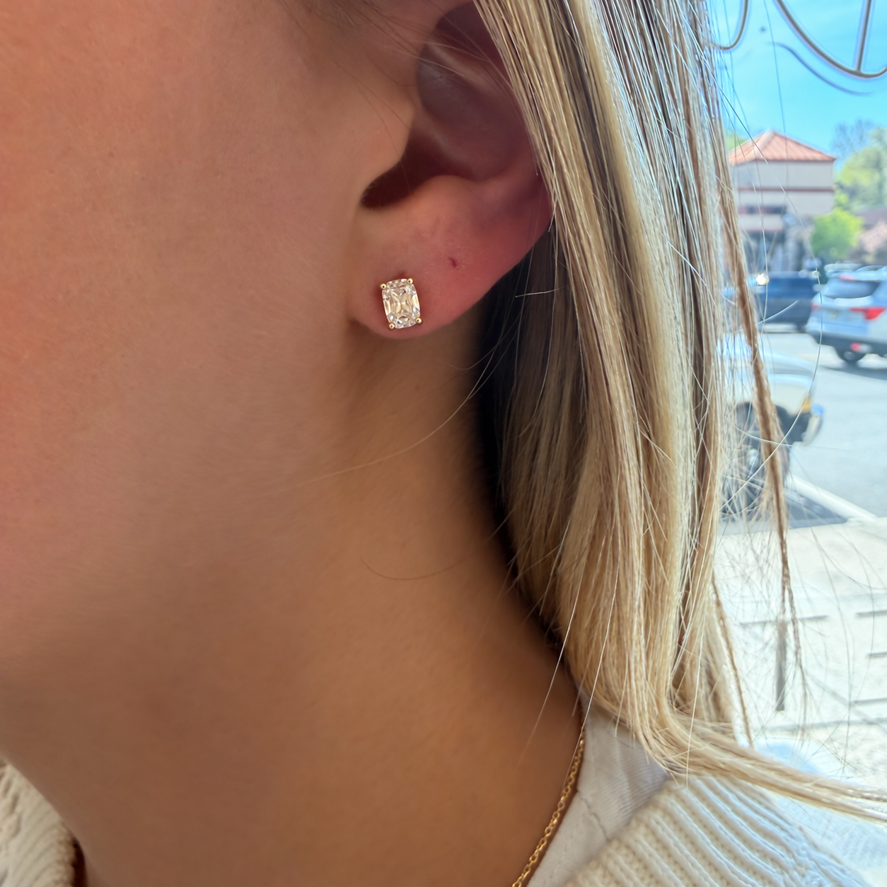 Lab Grown Antique Cushion Diamond Studs