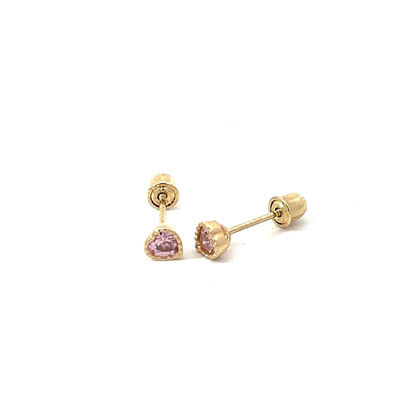 Crystal Heart & 14k Gold Bezel Screwback Earrings