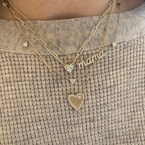 5 Station Gold & Diamond Hearts Necklace