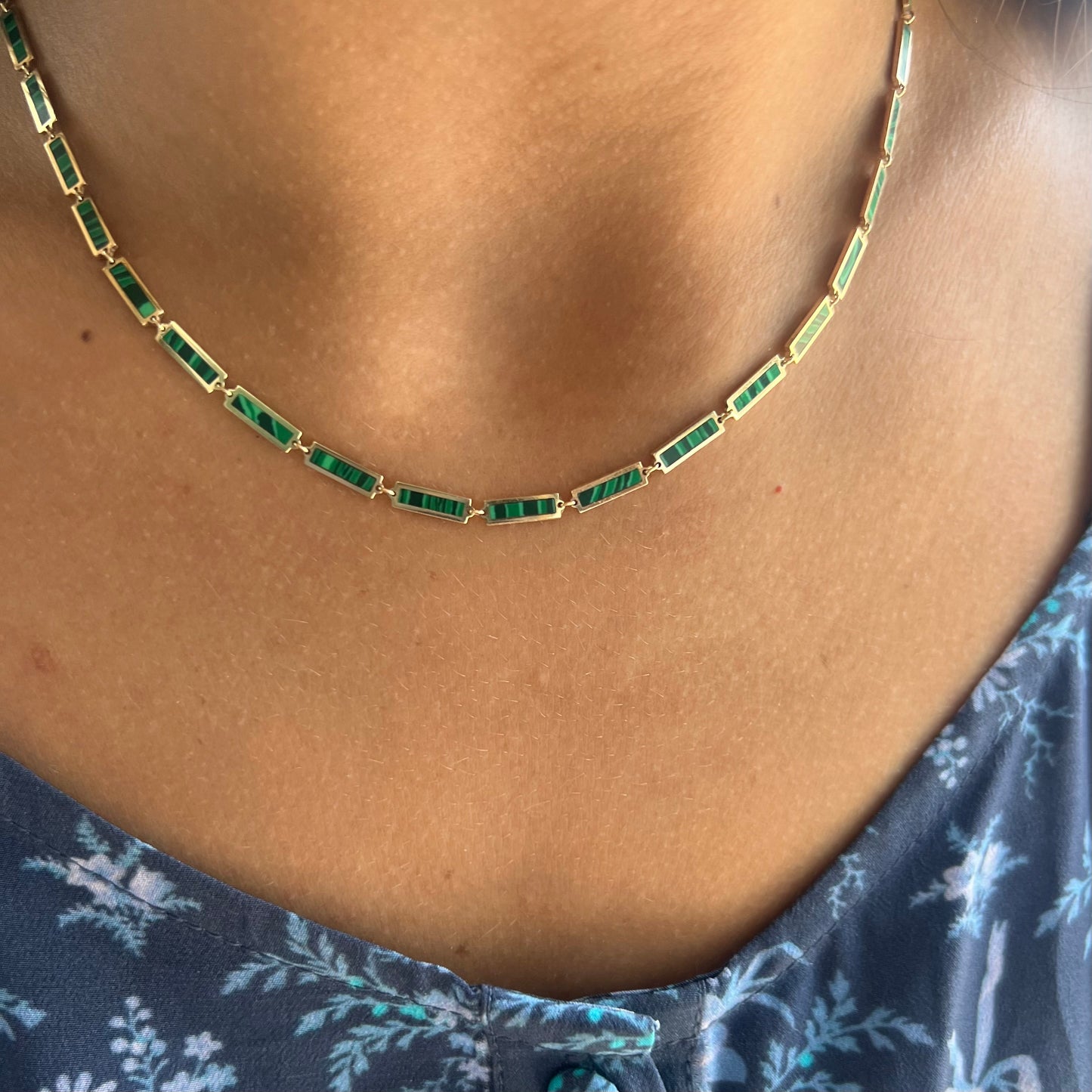 Colored Stone Dense Bar Necklace