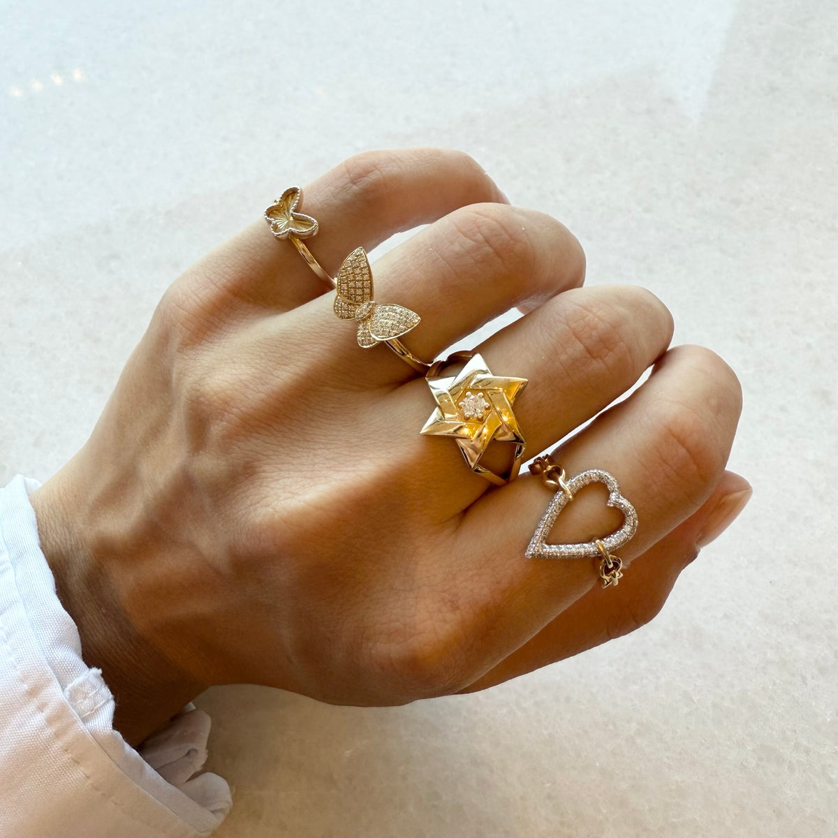 Fluted Gold Butterfly Ring – Velvet Box Jewels