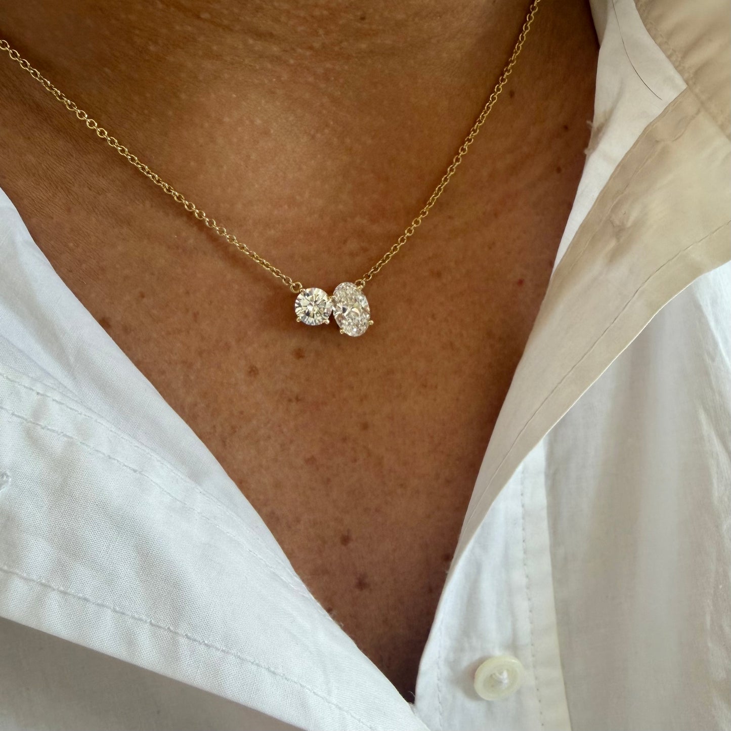 Lab Round & Oval Diamond Necklace