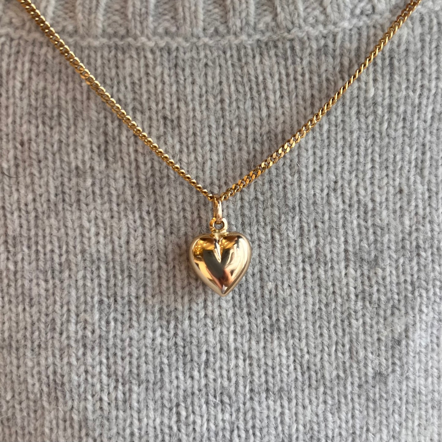 Gold Puffy Heart Charm
