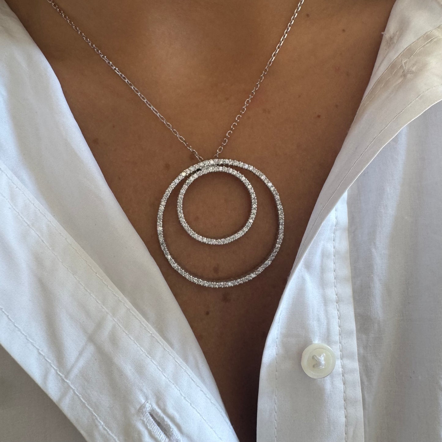 Double Diamond Circle Necklace