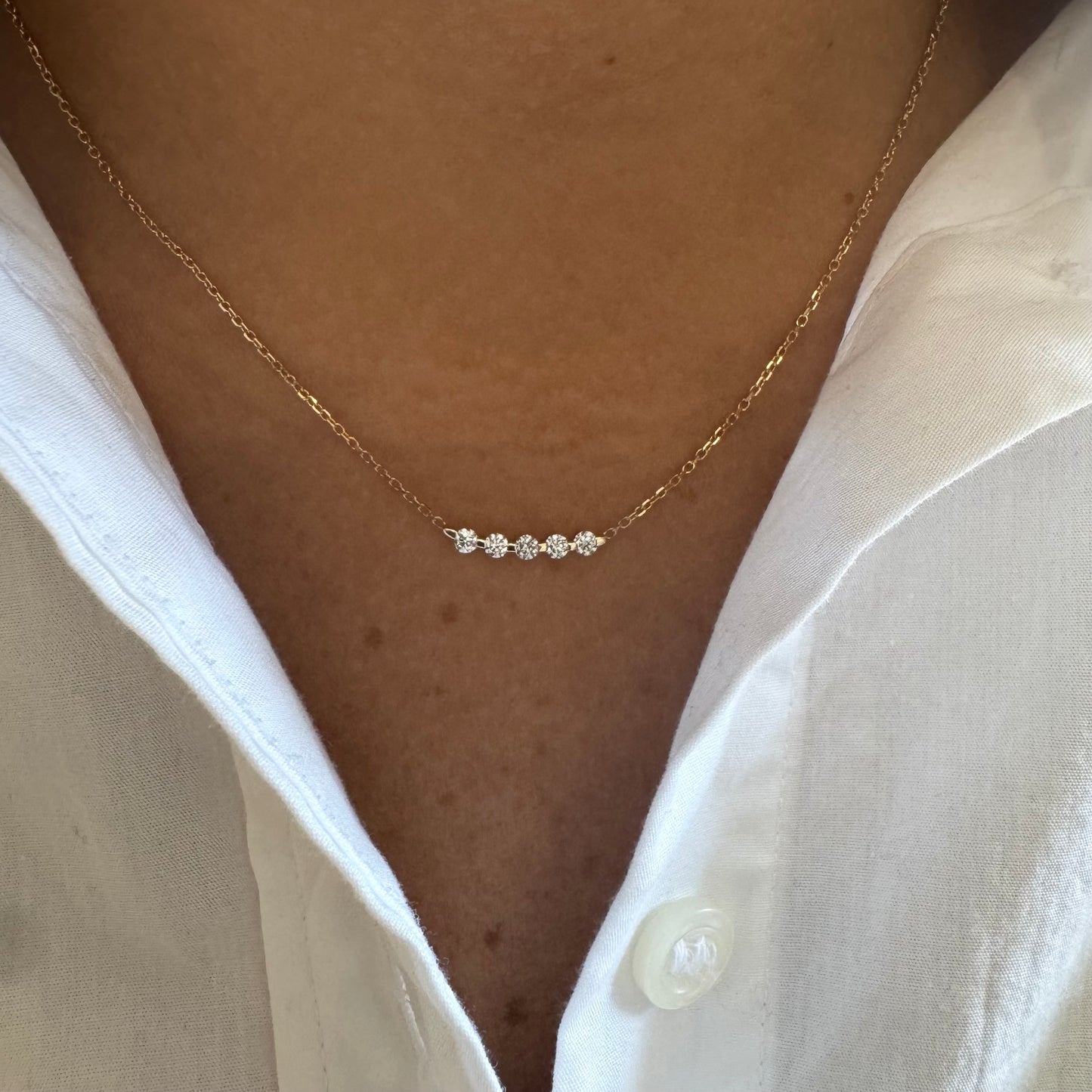 5 Round Diamond Bar Necklace