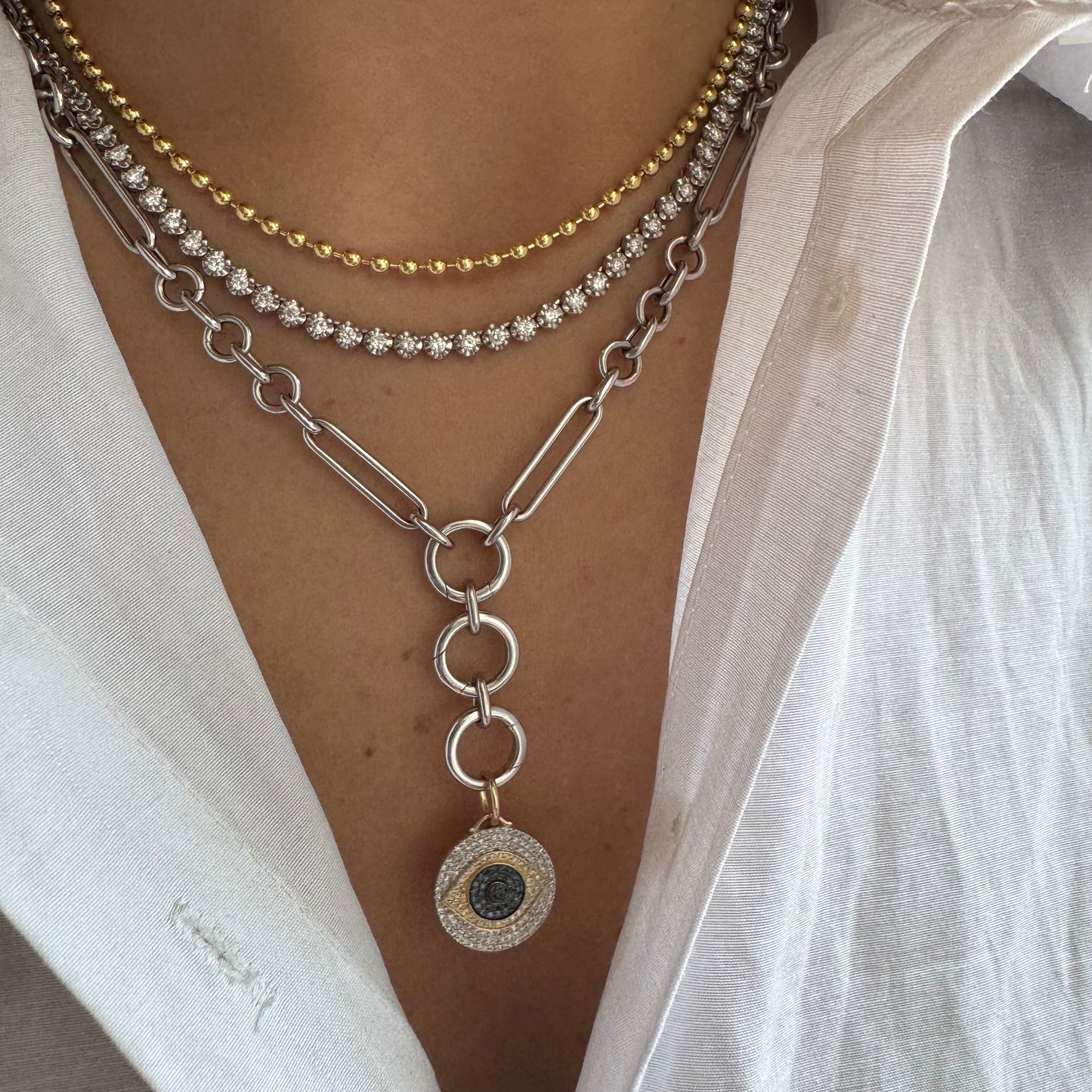 Diamond & Blue Sapphire Eye Charm