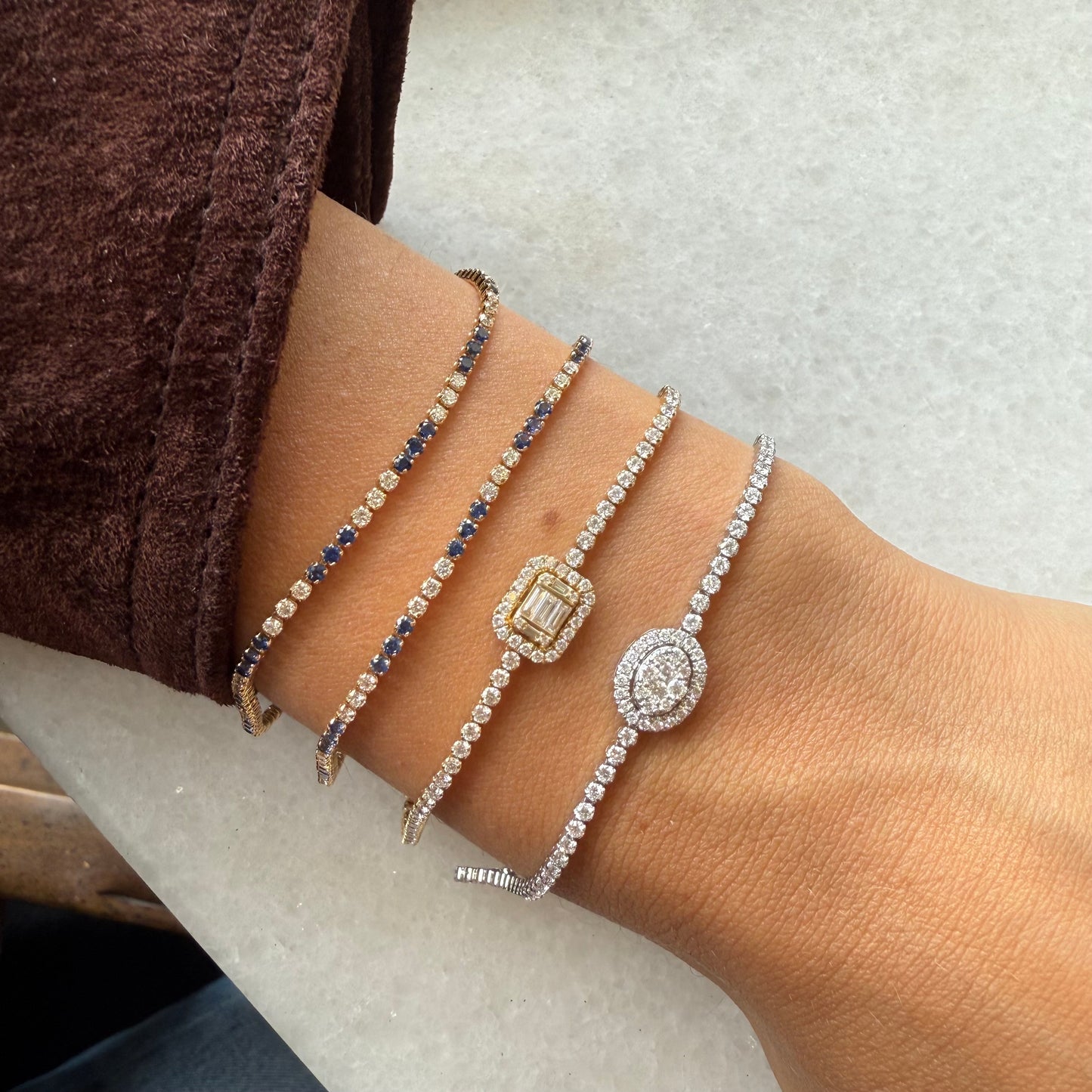 Mini Blue Sapphire & Diamond Tennis Bracelet