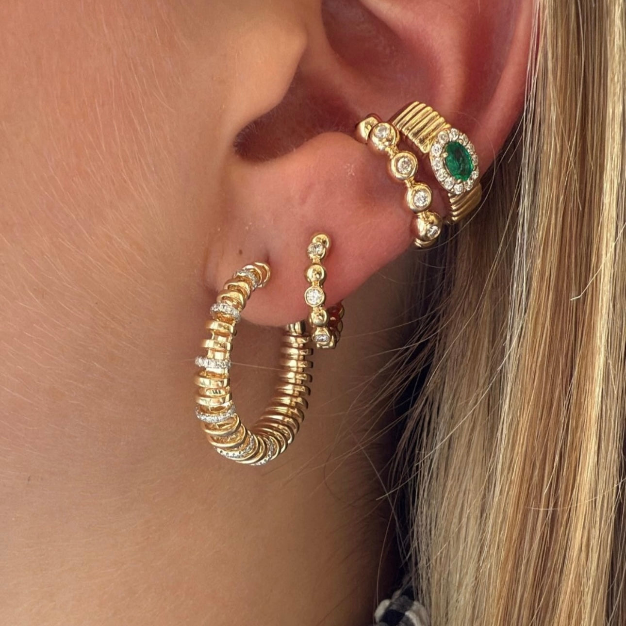 Coiled Gold & Diamonds Hoops