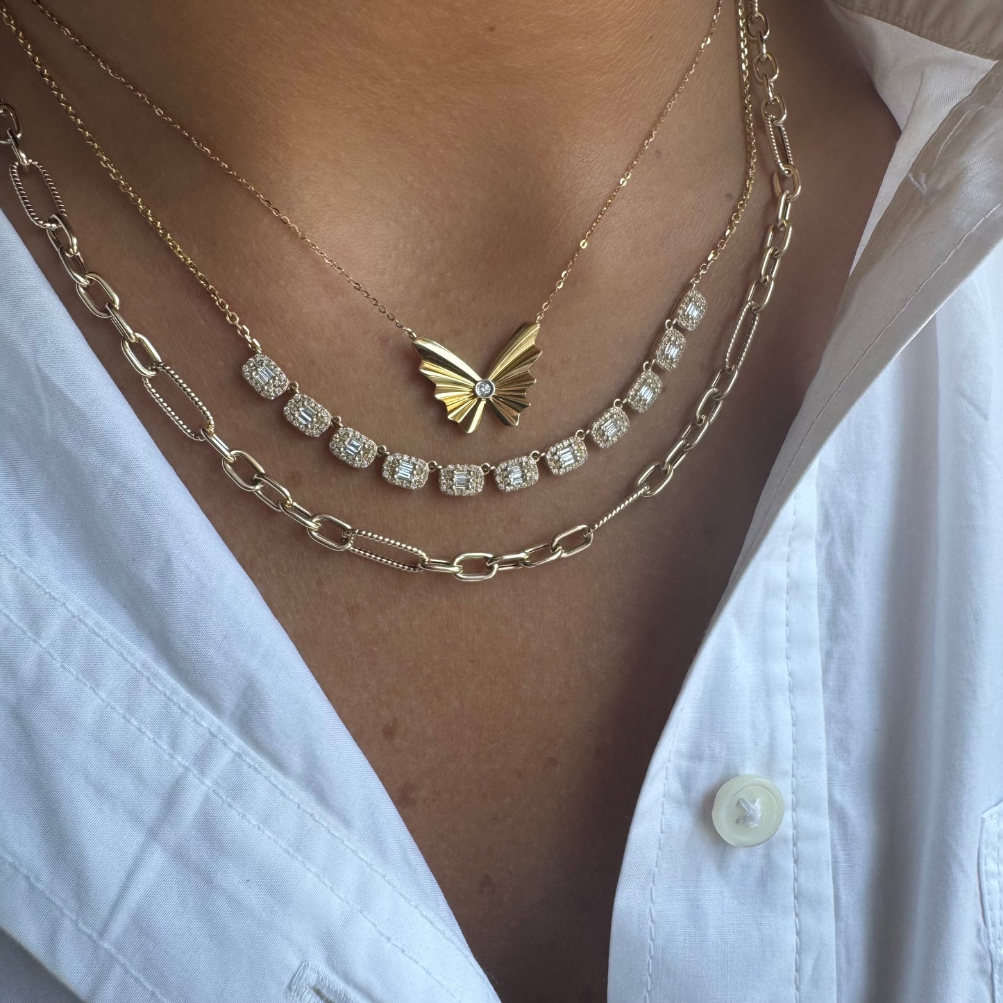 Textured Mixed Link Necklace