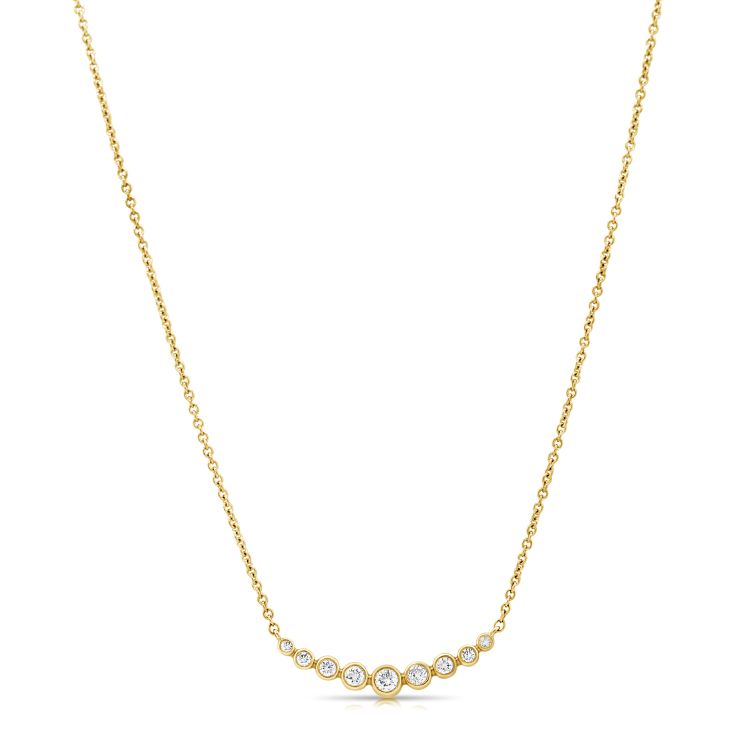 Dainty Graduated Bezel Diamond Bar on Chain Necklace