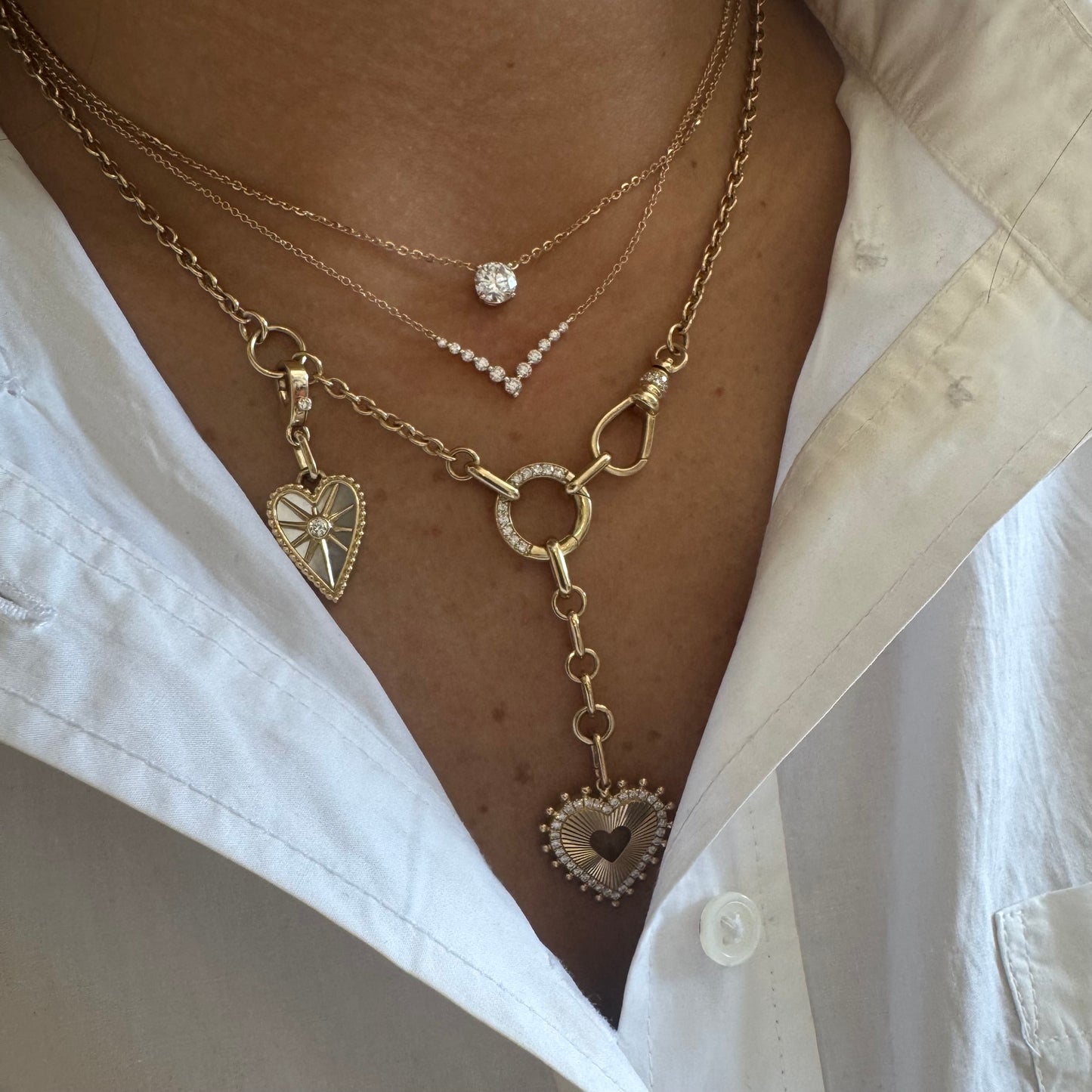 0.50 CT Round Lab Grown Diamond Solitaire on Chain Necklace