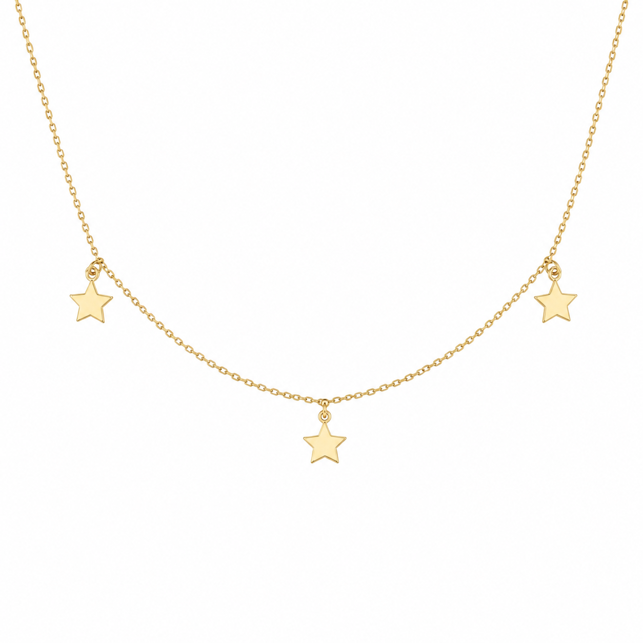 3 Gold Star Chain Necklace
