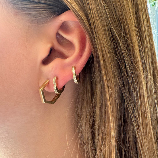 Gold Hexagon Hoops