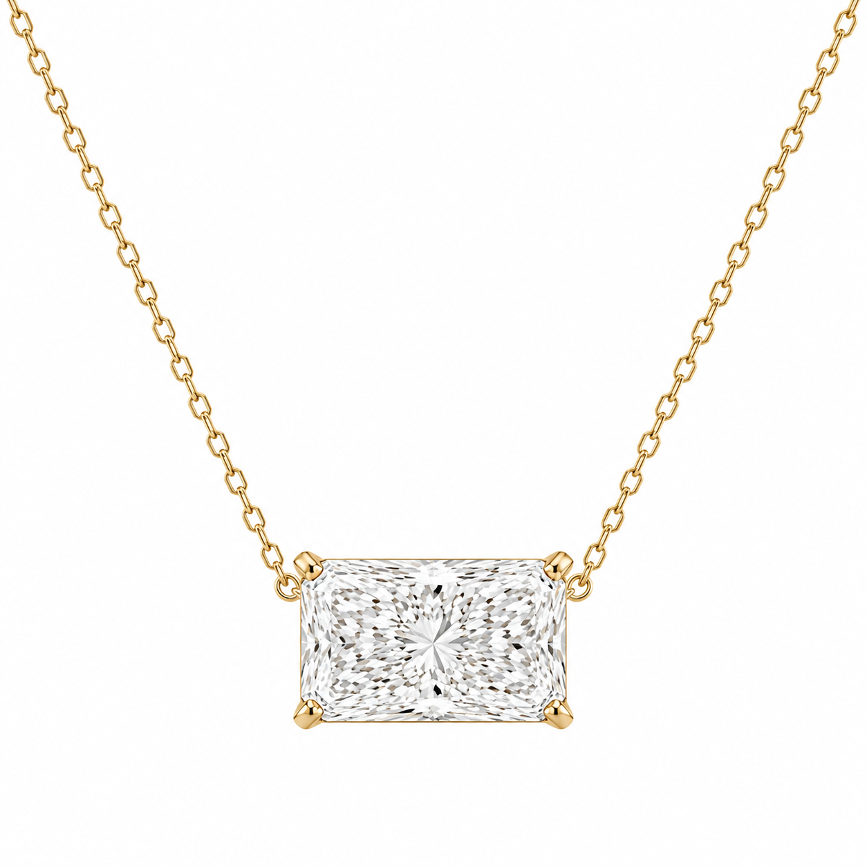 Radiant Lab Grown Diamond Solitaire on Chain Necklace