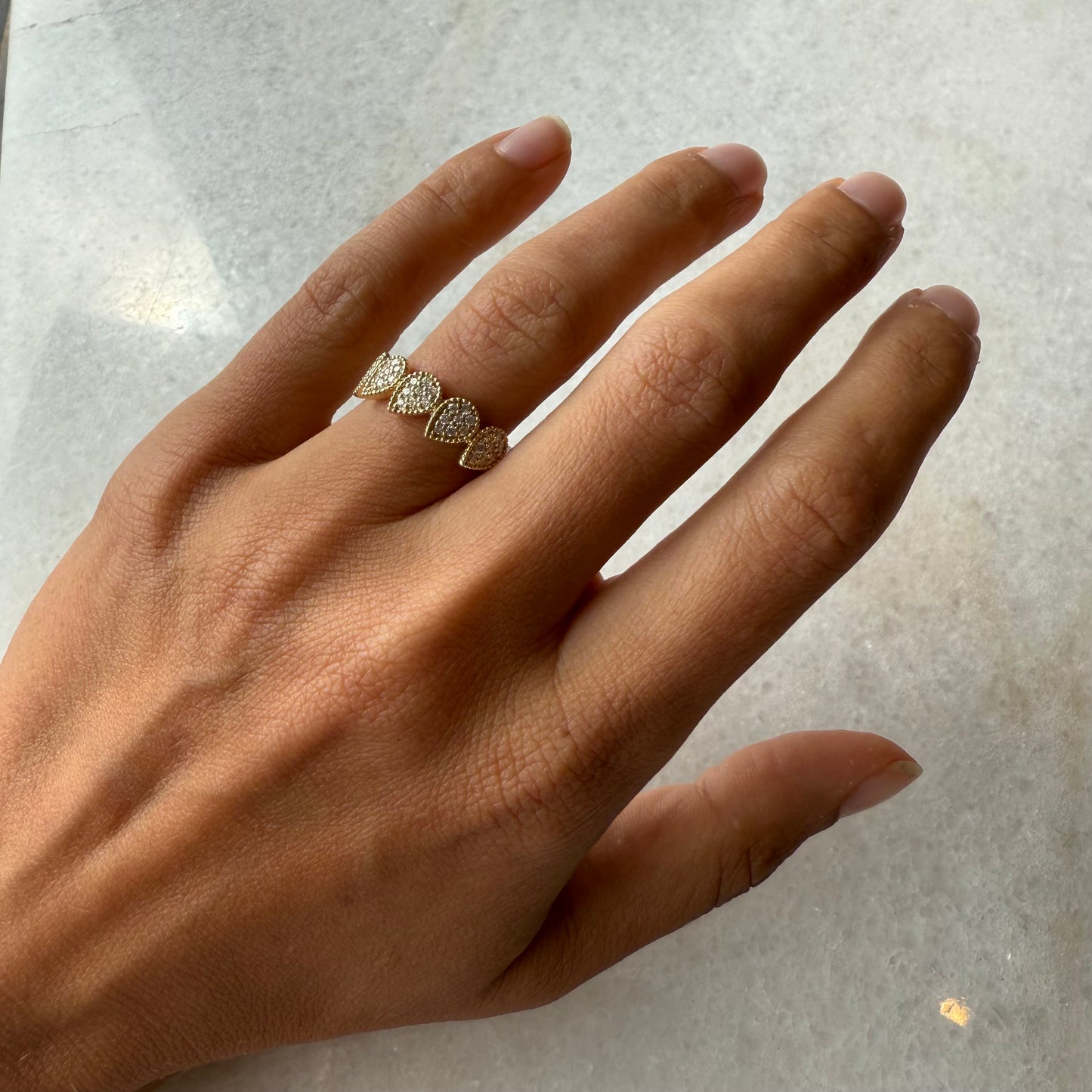 5 Pave Diamond Pear Ring