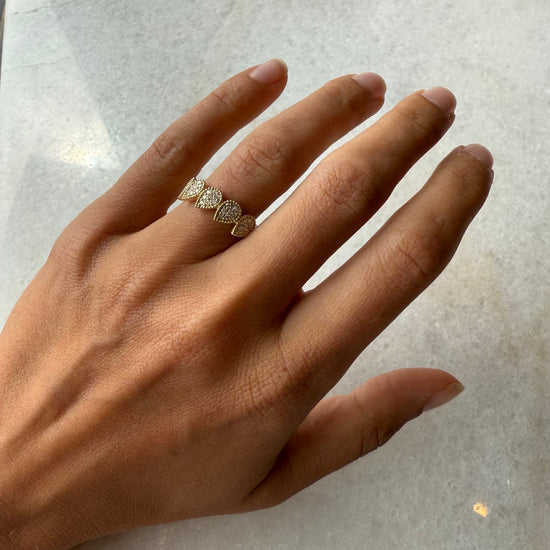 5 Pave Diamond Pear Ring