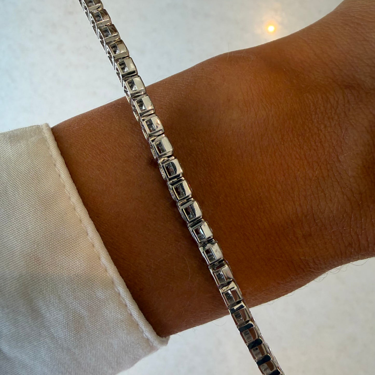 Lab Diamond Emerald Bezel Bracelet