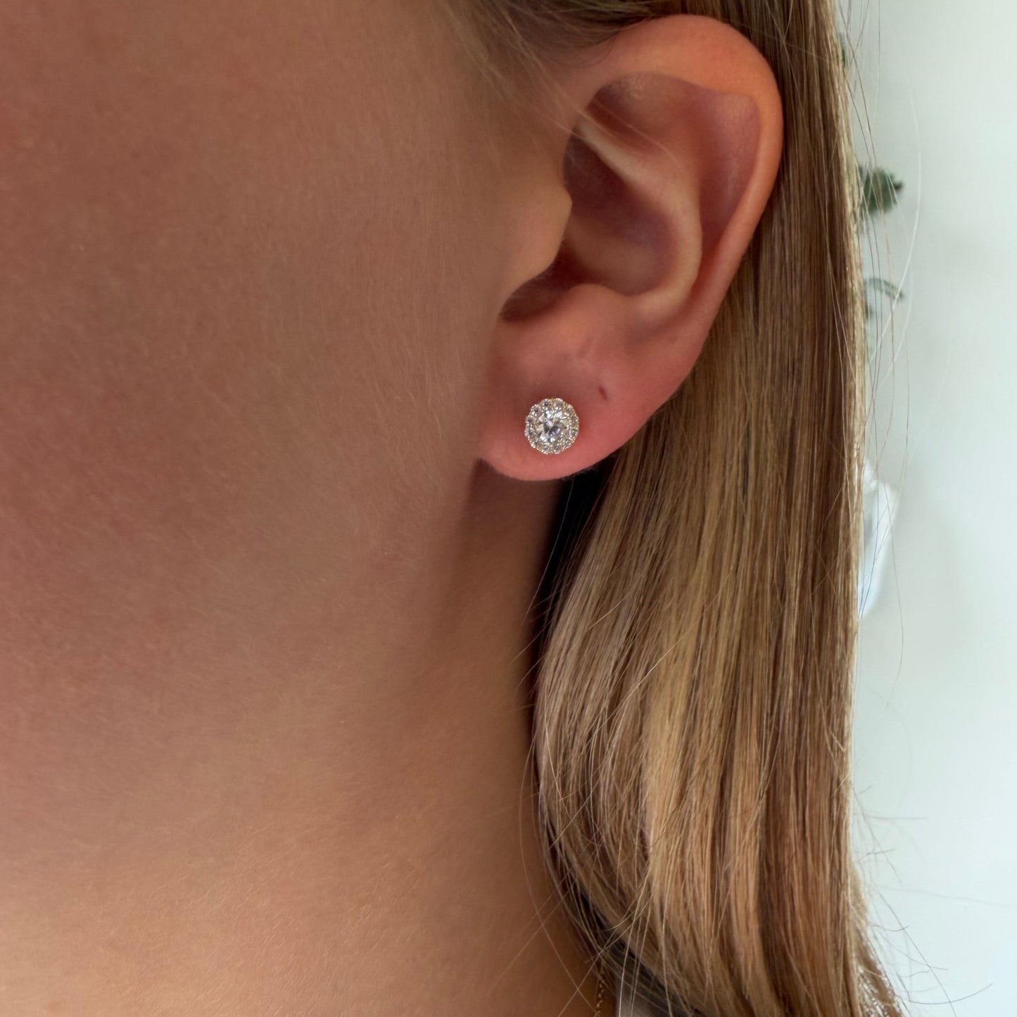 Mini Round Studs W/ Cluster White Sapphires