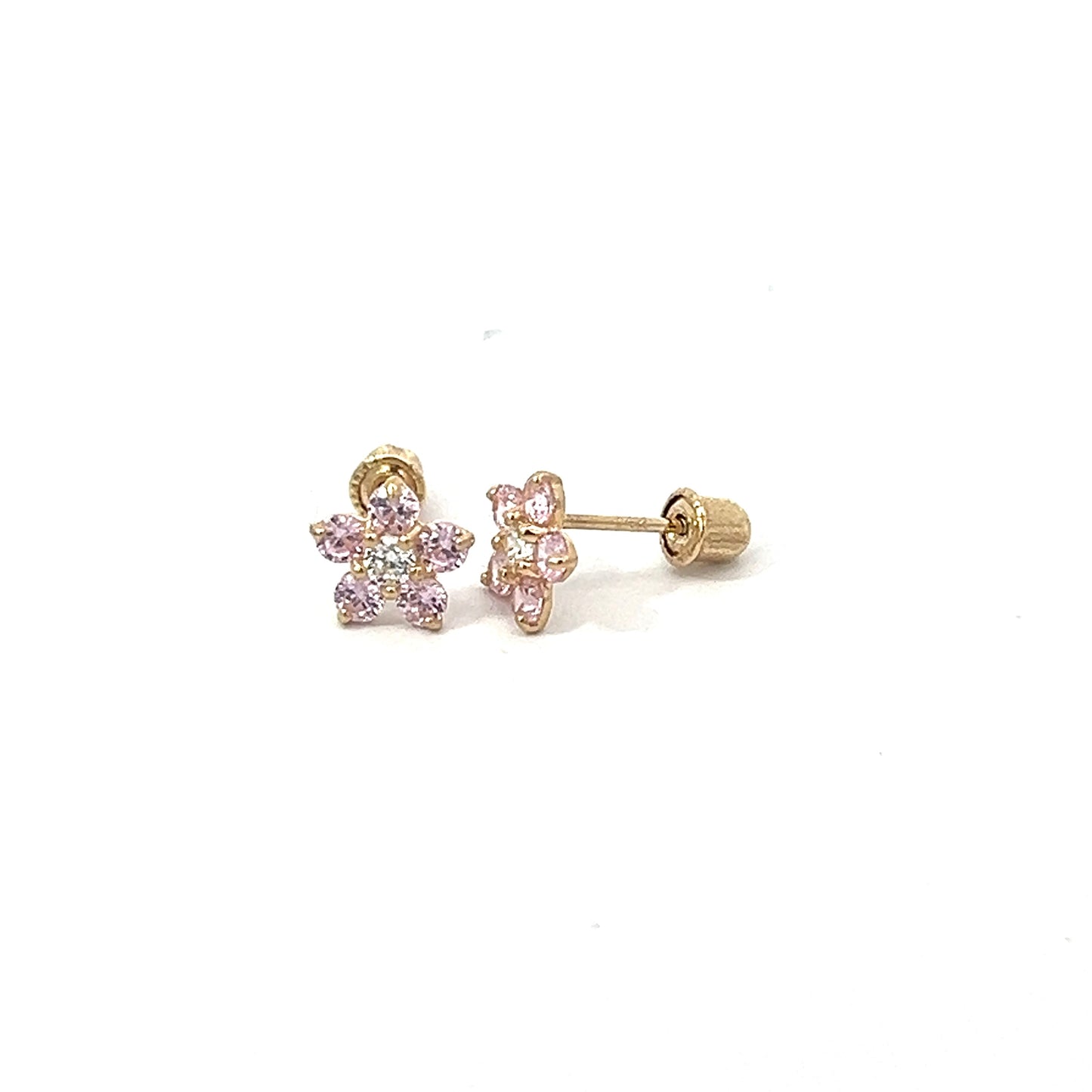 5 petal crystal & 14k gold screwback earrings.