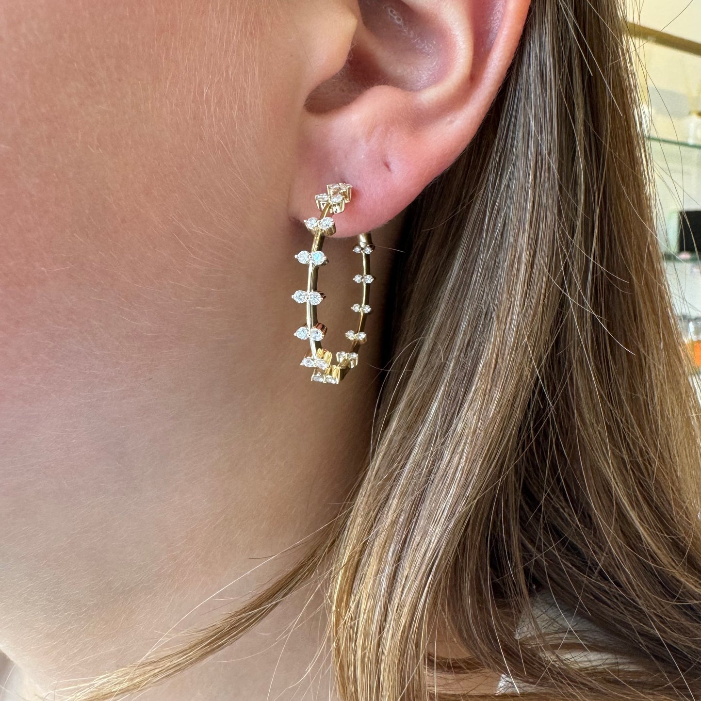 Gold Hoops with Scattered Diamonds