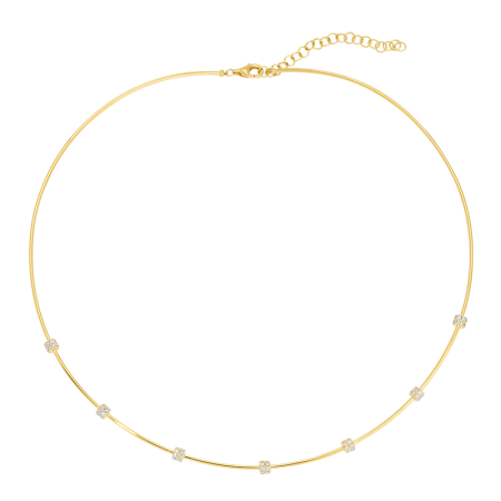 Gold & Diamond Skinny Omega Chain Necklace