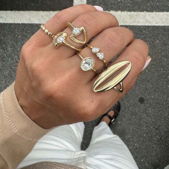 Elongated Oval Long Gold Ring