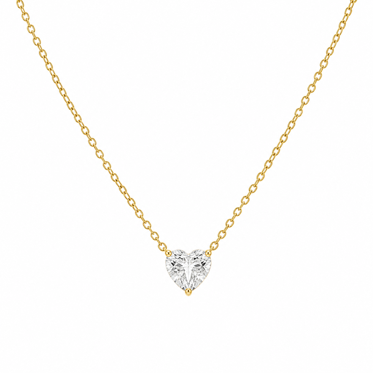Heart Lab Grown Diamond Solitaire on Chain Necklace