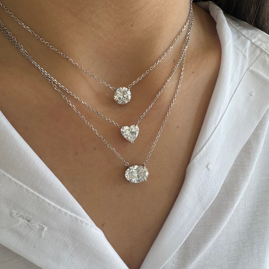 Round Lab Grown Diamond Solitaire on Chain Necklace