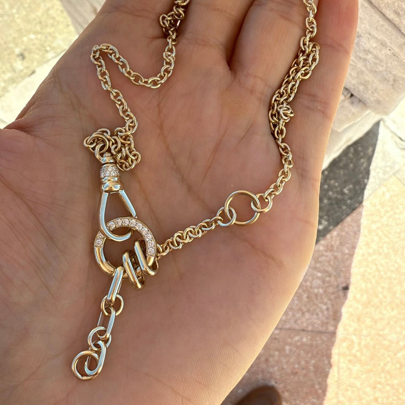 Small Link Necklace with Diamond Donut Pendant & Tail Accent