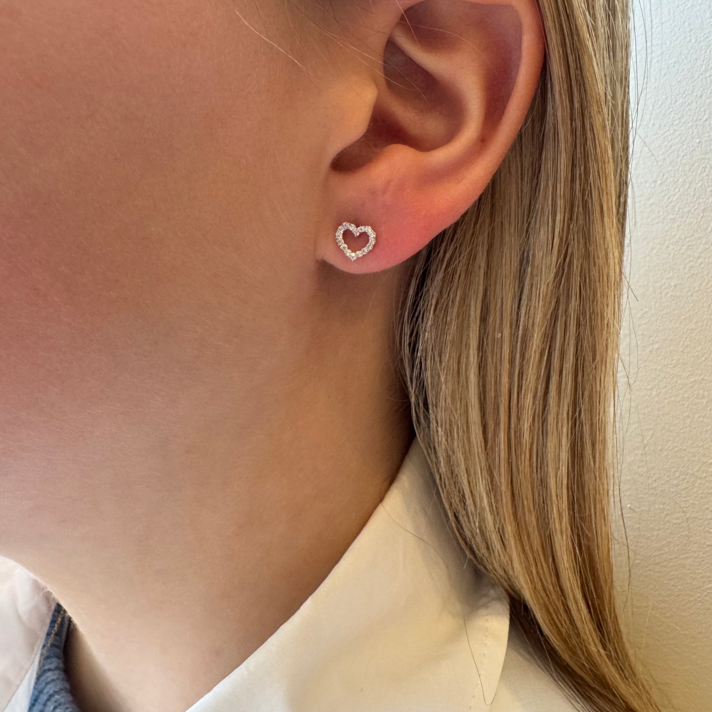 Open Crystal Heart Screwback Earrings