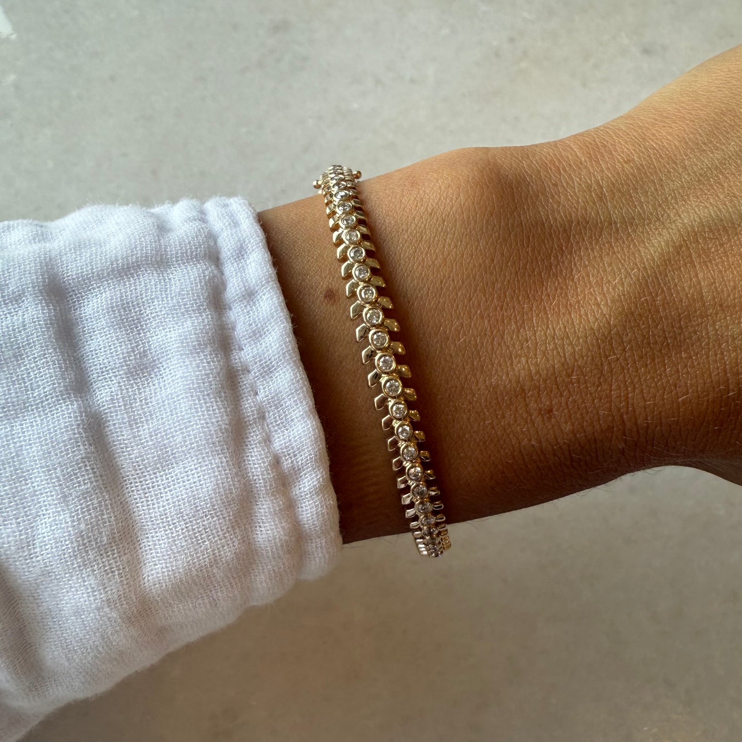Gold & Diamond Centipede Bangle