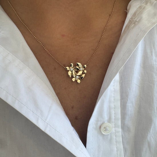 Triple Gold & Diamond Butterfly Necklace