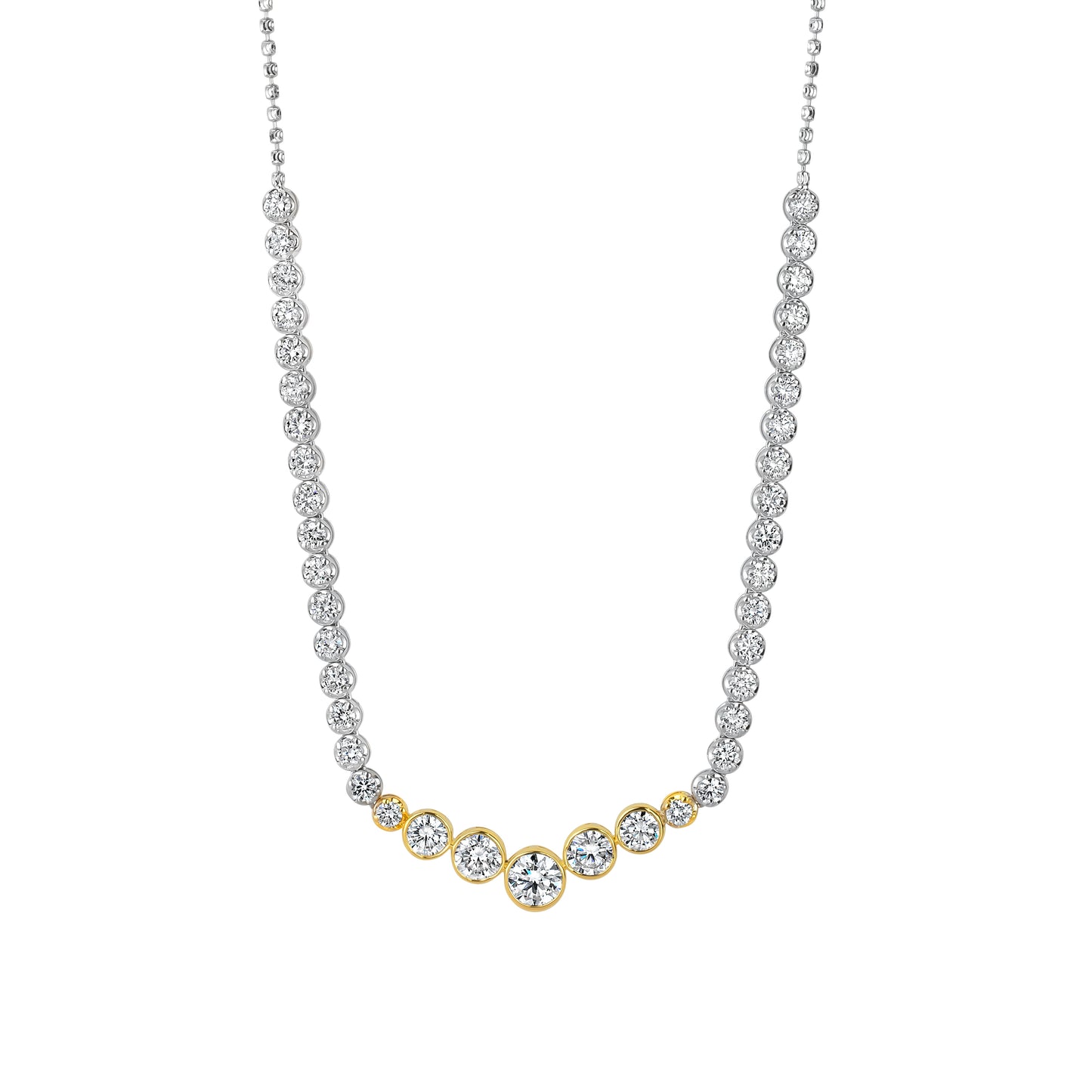 Lab Graduated Partway Two-Tone Bezel & Buttercup Necklace