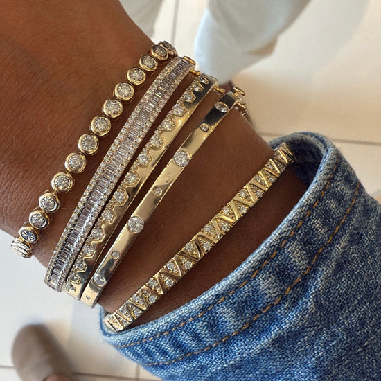 Gold Bangle With Round Diamonds