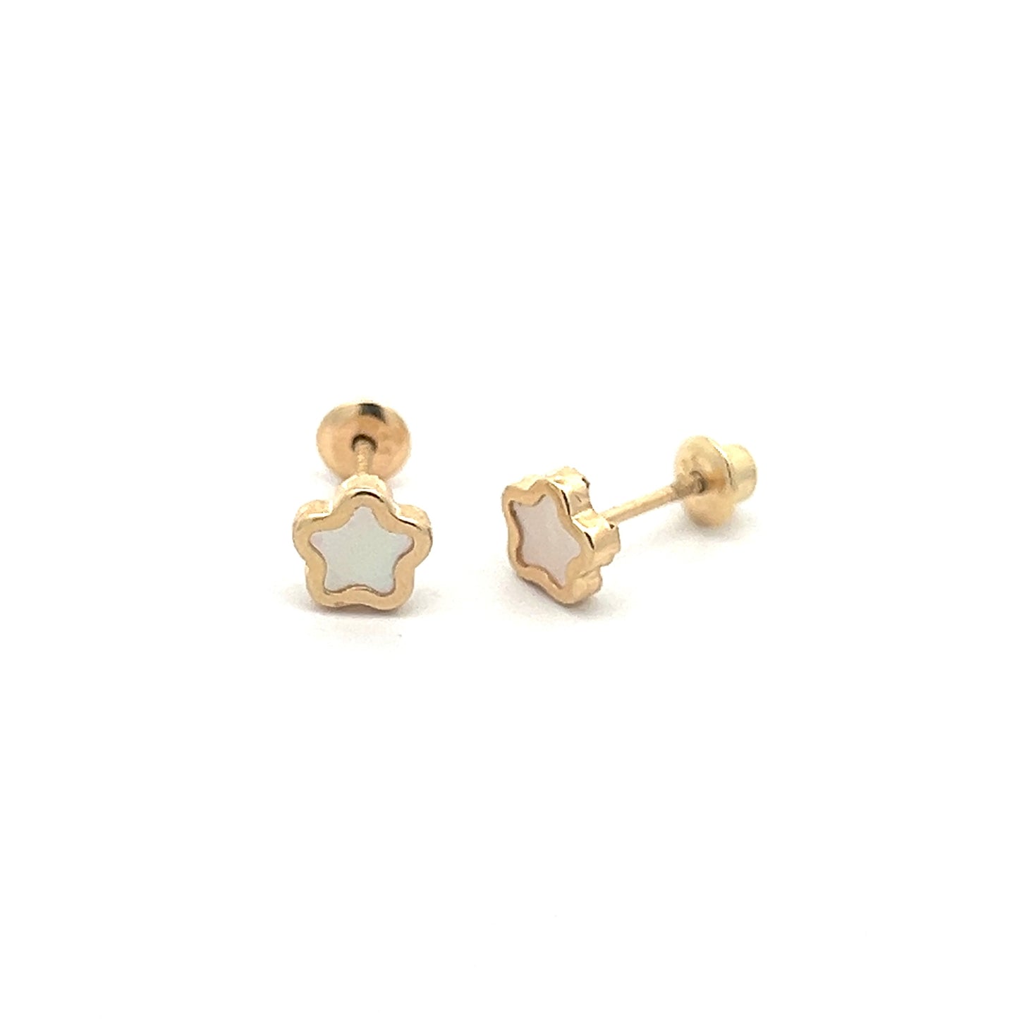Gold & Colored Stone  Flower Screwback Earrings
