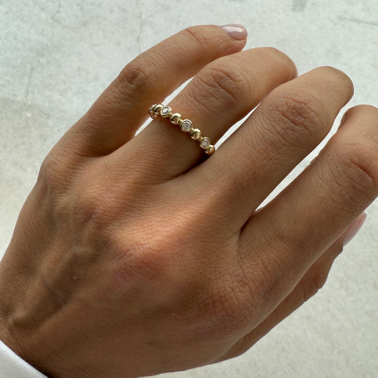 Gold Ball & Bezel Diamond Ring