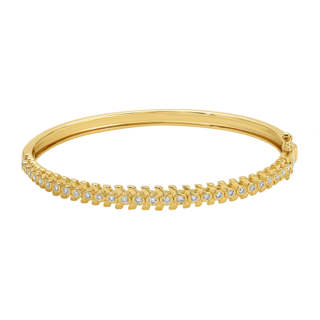 Gold & Diamond Centipede Bangle