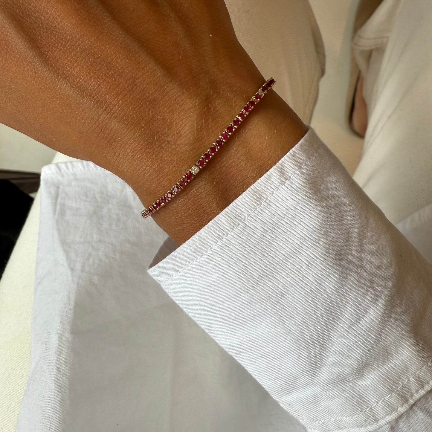 Ruby & 3 Station Diamond Tennis Bracelet
