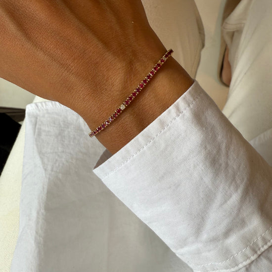 Ruby & 3 Station Diamond Tennis Bracelet