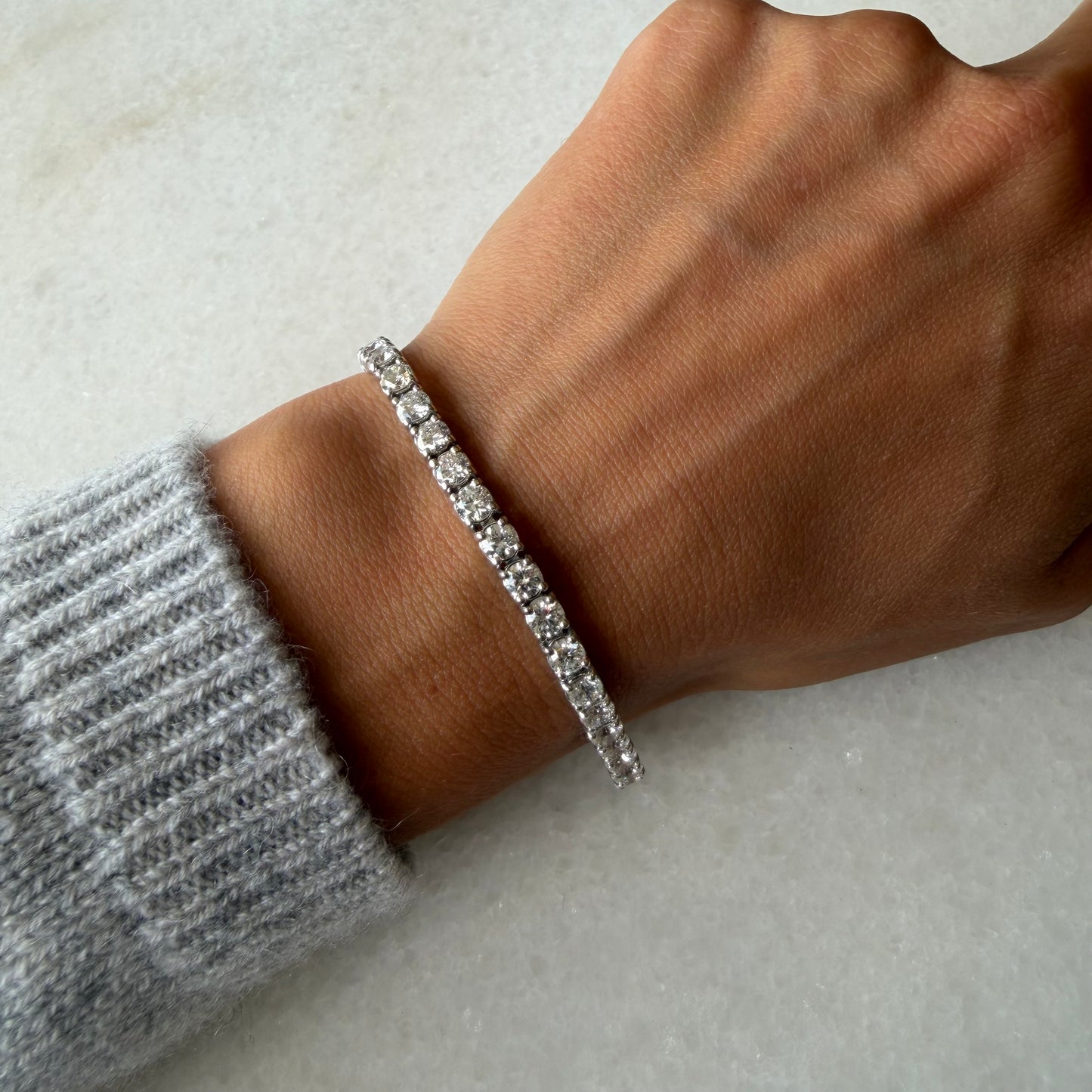 9.36 Carat Four Prong Natural Diamond Tennis Bracelet